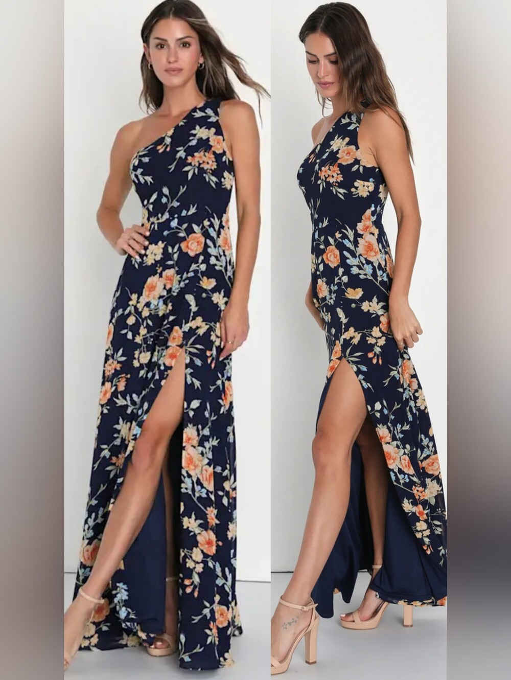 Lulus Sheer Floral Garden Party Wedding Guest Special Occasion Slit Dress
